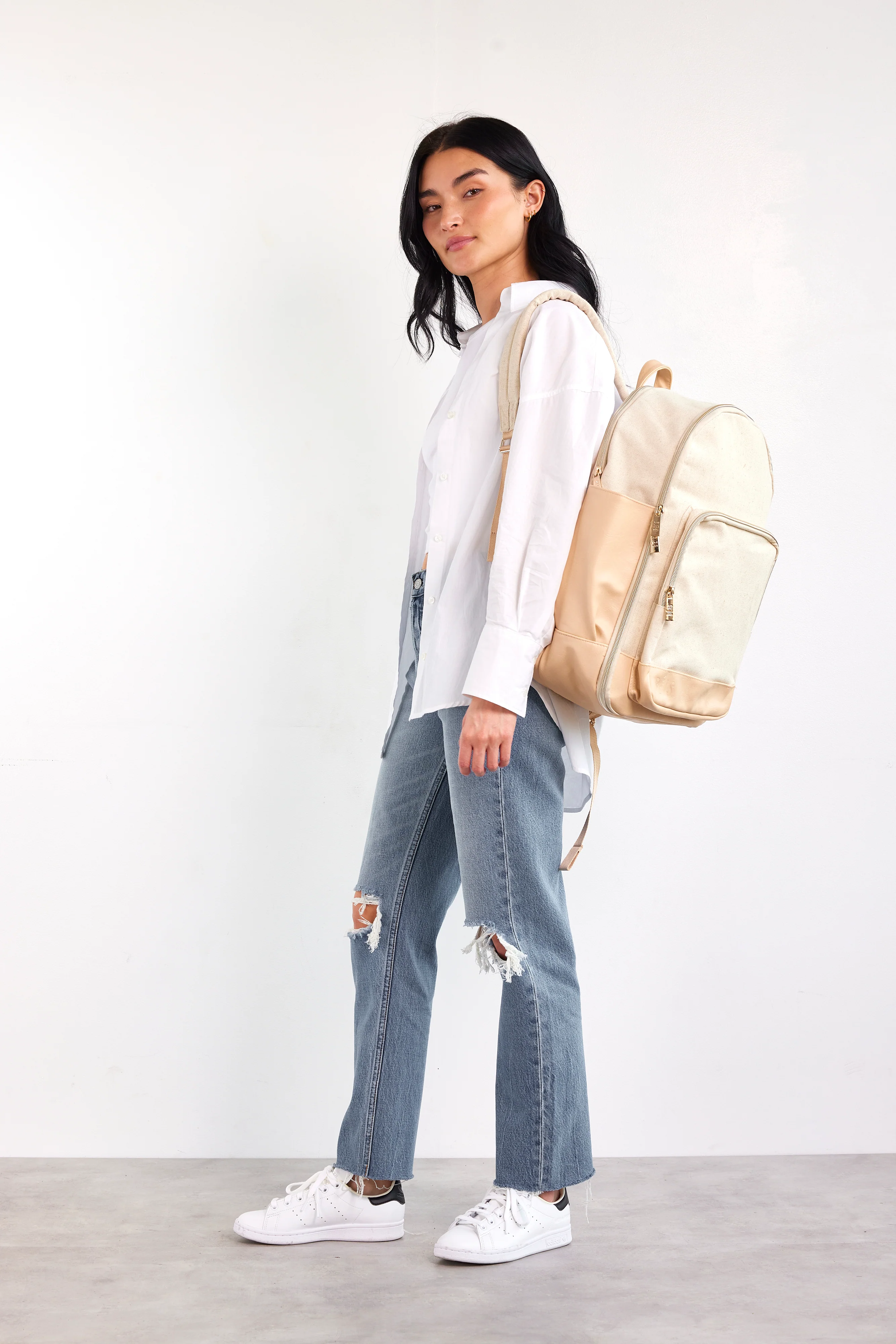 The Travel Backpack in Beige - Image 14