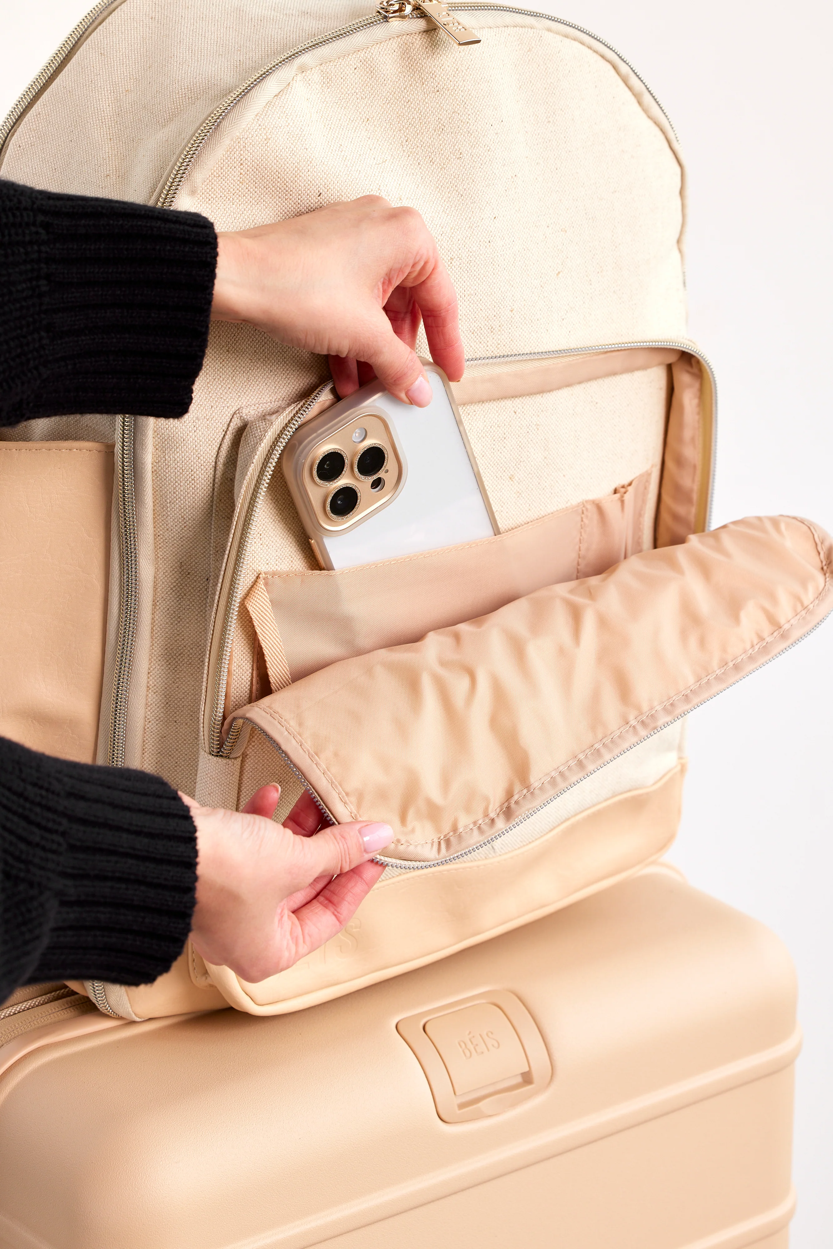 The Travel Backpack in Beige - Image 15