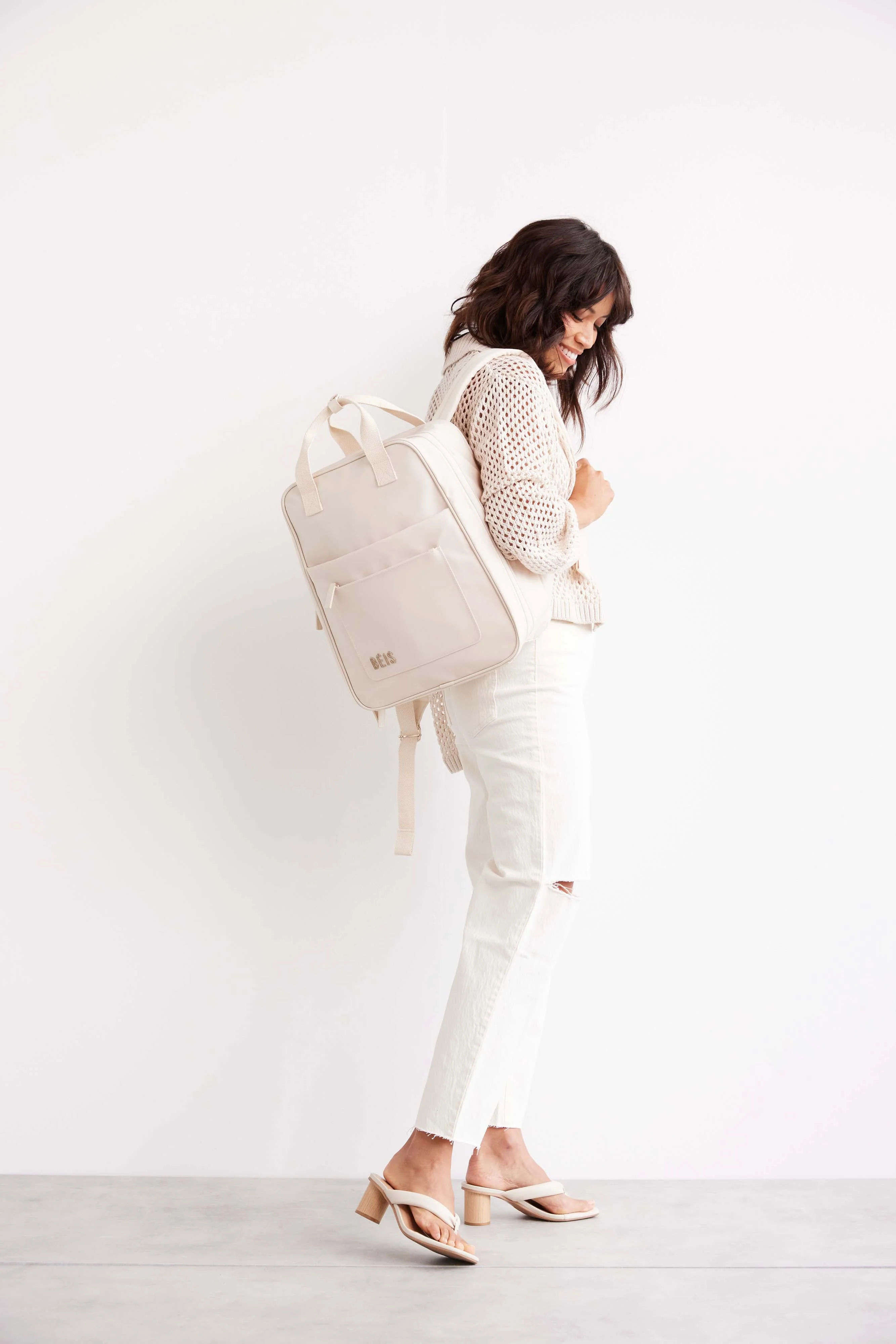 The Expandable Backpack in Beige - Image 12