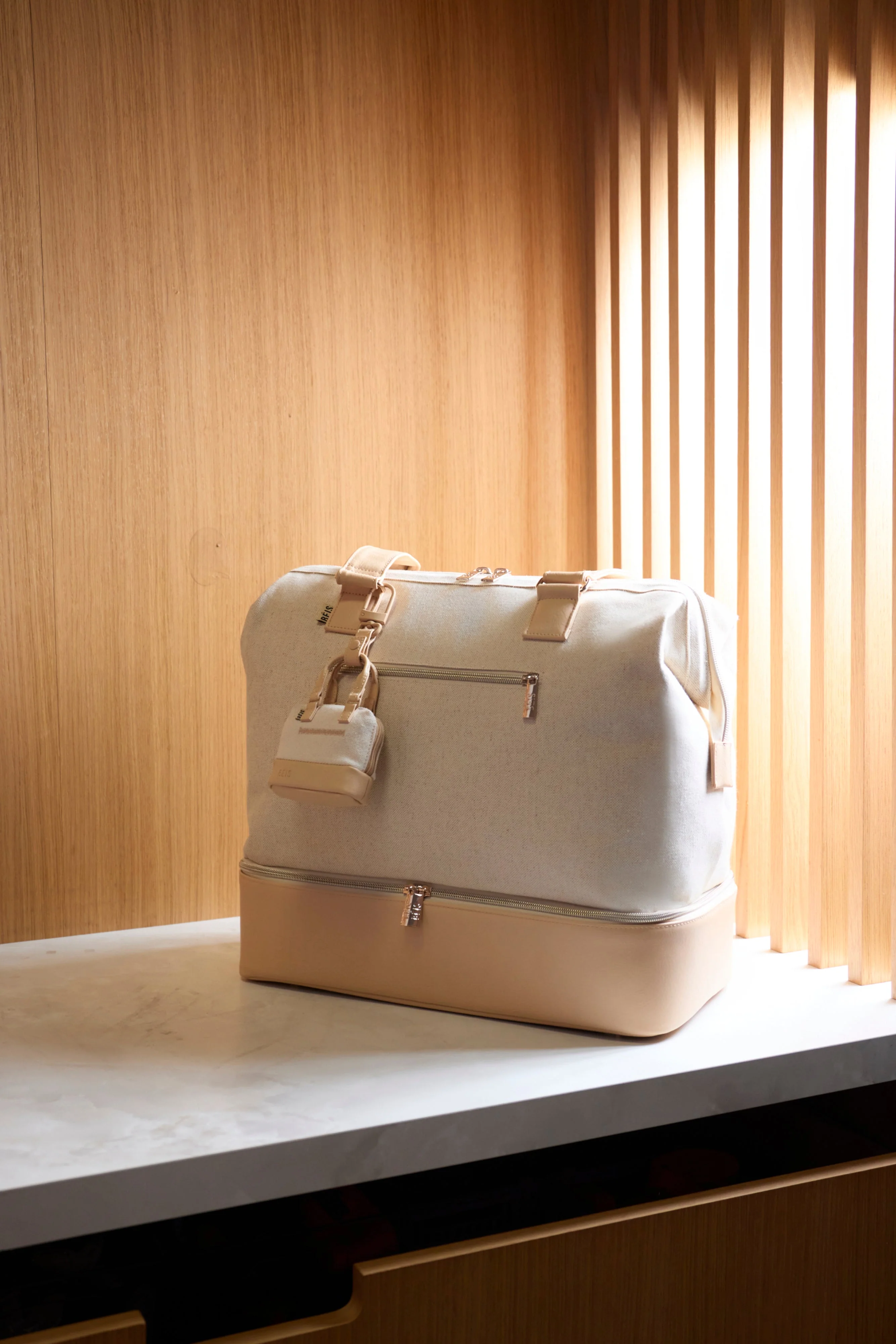 The Micro Weekender Charm in Beige - Image 5